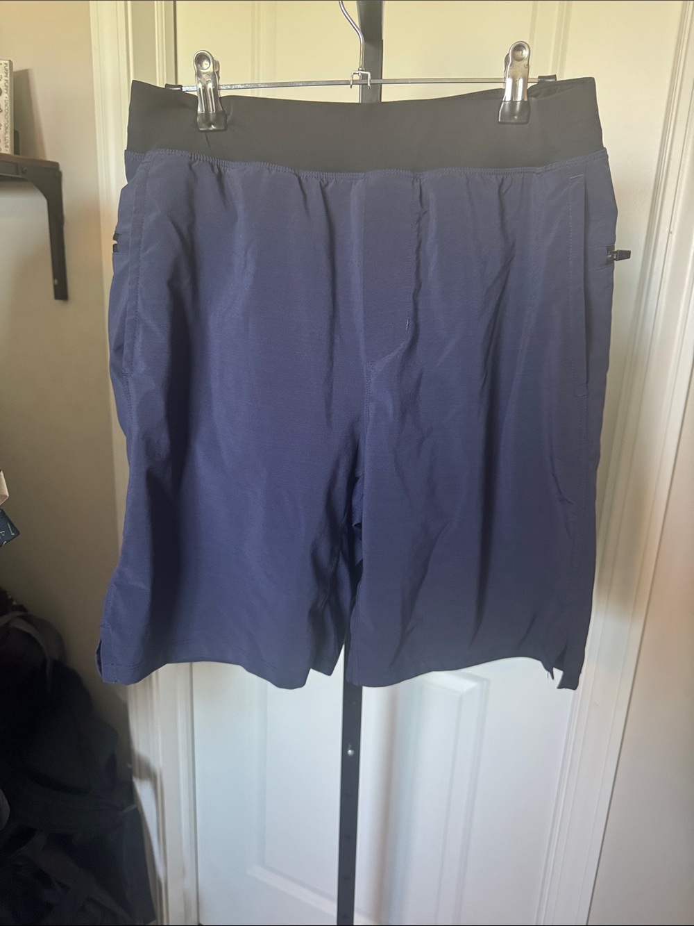 Fabletics Men's Navy Blue Athletic Shorts with Black Waistband